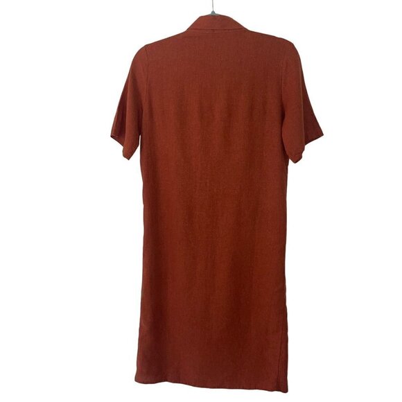 Rita Row Shawl Midi Wrap Robe Dress Size Small Burnt Orange Linen Viscose Blend - Picture 10 of 10